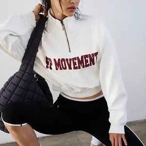 Free People Movement | NWT! For The Win Cropped Logo 1/2 Zip